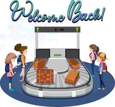 People cartoon characters in the airport vector