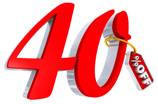 40 percent red offer in 3d png