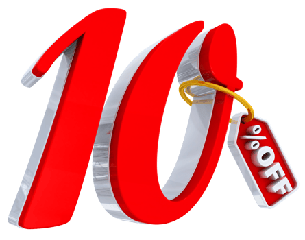 10 percent red offer in 3d png