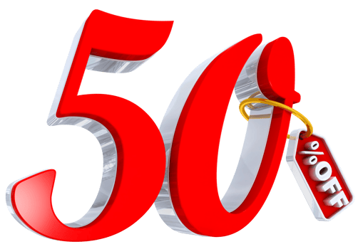 50 percent red offer in 3d png