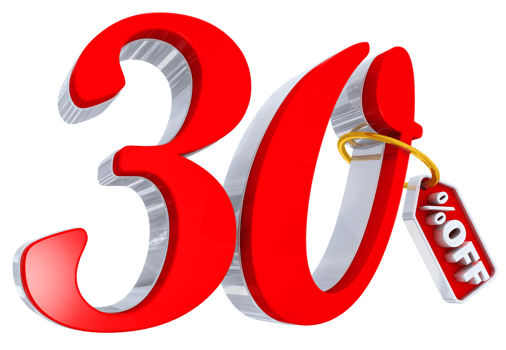 30 percent red offer in 3d png