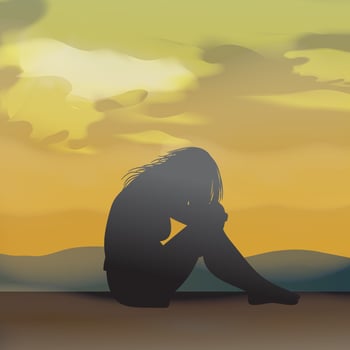 lonely woman vector