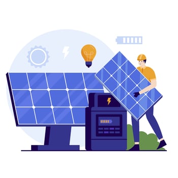 Solar panel installation illustration concept vector