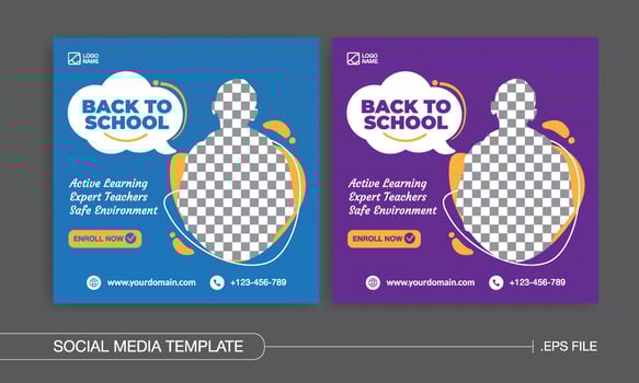 Social media post or flyer back to school Premium Vector