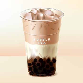 Vector Iced Black or Brown Sugar Taiwan Boba Bubble Tea or Milk Tea