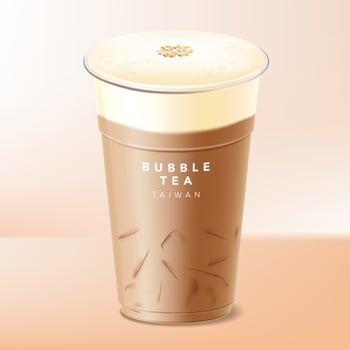 Vector Iced Milk Top, Cover or Cap Taiwanese Bubble Tea, Coffee or Chocolate