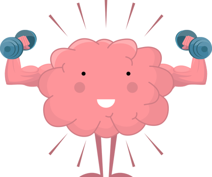 Cute brain training with dumbbell clipart illustration png