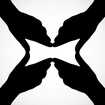 Black color hands frame vector. Vector hands icon illustration. Design element.