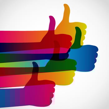 Hands with thumb up, like social media background, web network symbol, vector finger sign, icon design illustration.