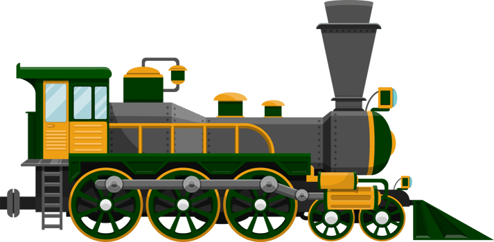 Vintage train on railroad clipart design illustration png