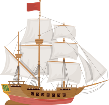 Wooden vintage ship clipart design illustration png