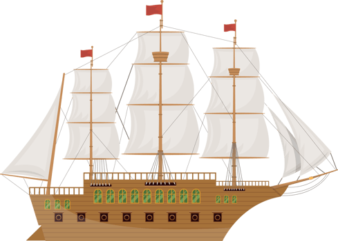 Wooden vintage ship clipart design illustration png