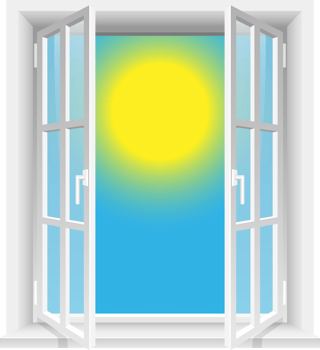 Transparent windows and sunny sky clipart design illustration png