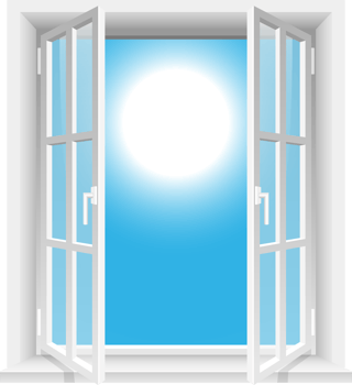 Transparent windows and sunny sky clipart design illustration png