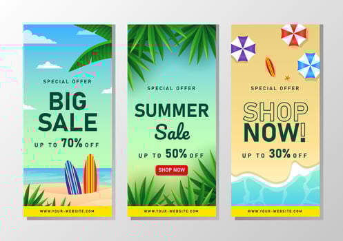 Summer Sale banner with tropical leaves vector