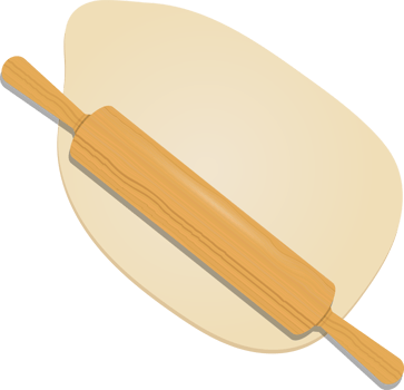 Wooden rolling pin on the dough clipart design illustration png
