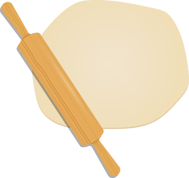Wooden rolling pin on the dough clipart design illustration png