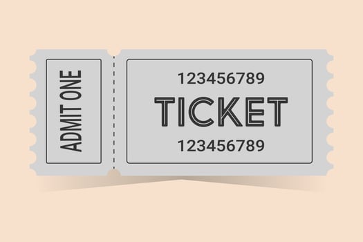 Grey ticket for one person on a colored background vector