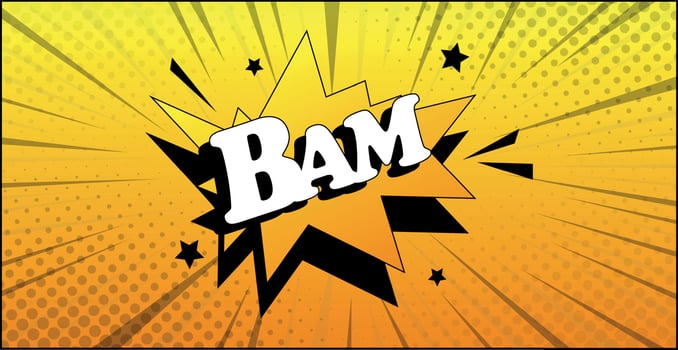 Comic lettering BAM on white background - Vector