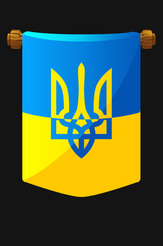 Cartoon Ukraine Pennant, flag Ukraine. Creative decorative design of pennant with Ukraine trident vector