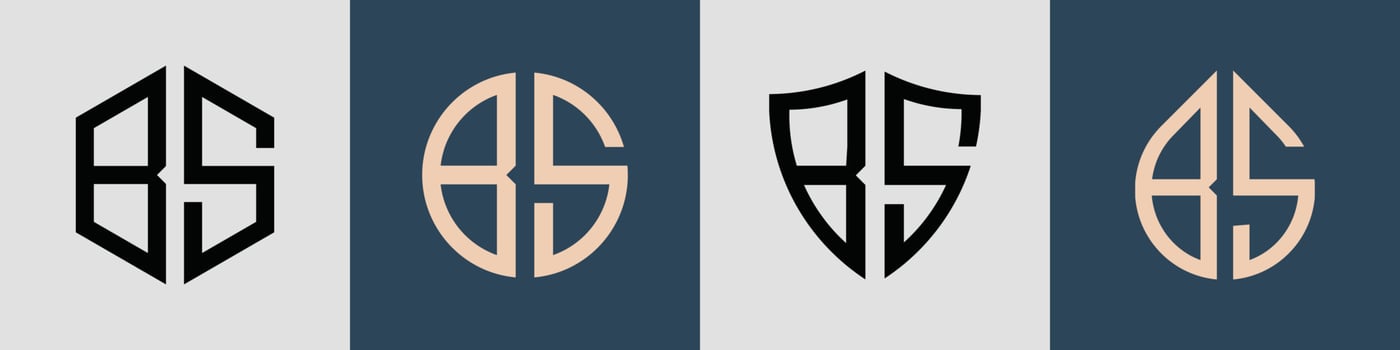 Creative simple Initial Letters BS Logo Designs Bundle. vector