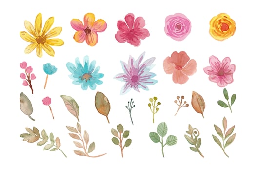 Watercolor flowers isolated element for wedding invitation decoration vector