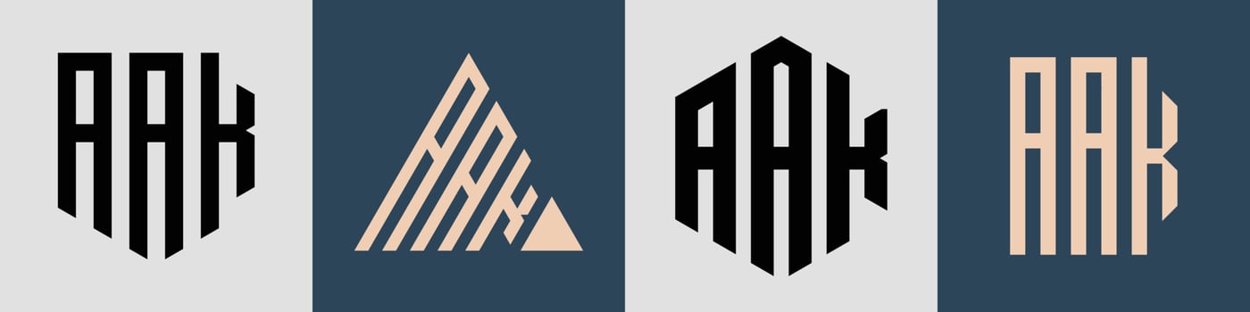 Creative simple Initial Letters AAK Logo Designs Bundle. vector