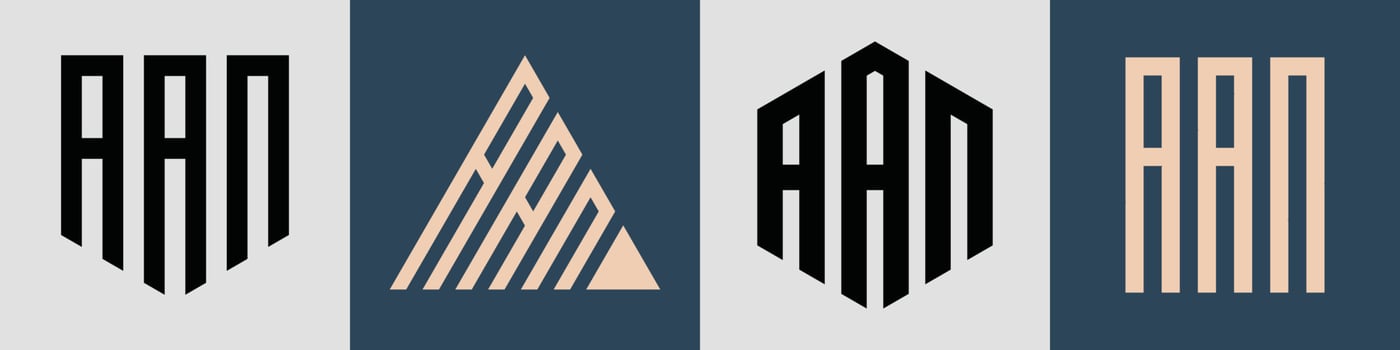 Creative simple Initial Letters AAN Logo Designs Bundle. vector