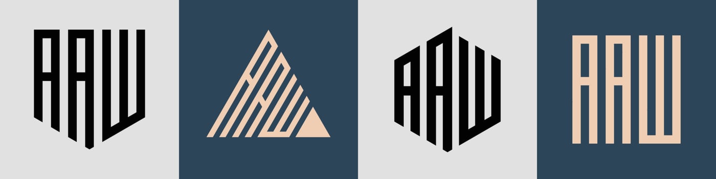 Creative simple Initial Letters AAW Logo Designs Bundle. vector