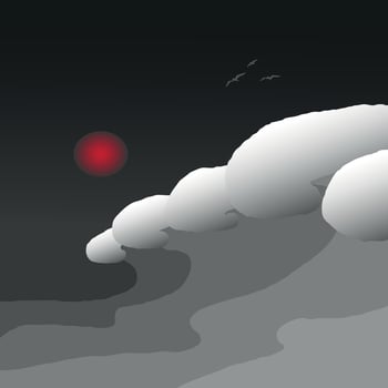 vector illustration of big ocean waves and black background.
