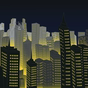 Night view of the city. Vector illustration