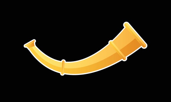 Golden horn icon isolated on black background. Viking Hunting horn. Flat style vector