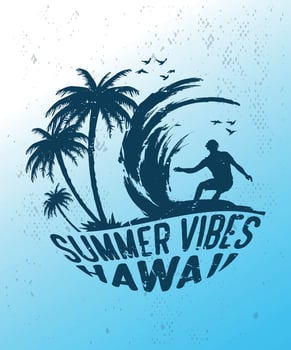Summer Vibes Hawaii surfing Vintage tshirt design vector