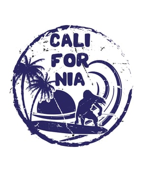 California Summer Surfing Tshirt Design vector