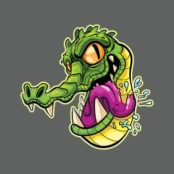 crocodile vector illustration, funny sticker crocodile head