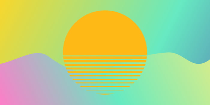 Bright summer gradient background in pink, yellow, green and blue. Good for banner, social media template, poster and flyer template vector