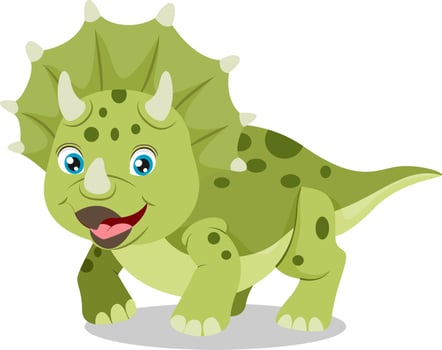 Cute green triceratops dinosaur cartoon vector