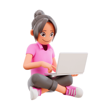 cute girl sit crossed legs hold laptop studying at home excited learn new information studying via internet contact language teacher videocall lesson png