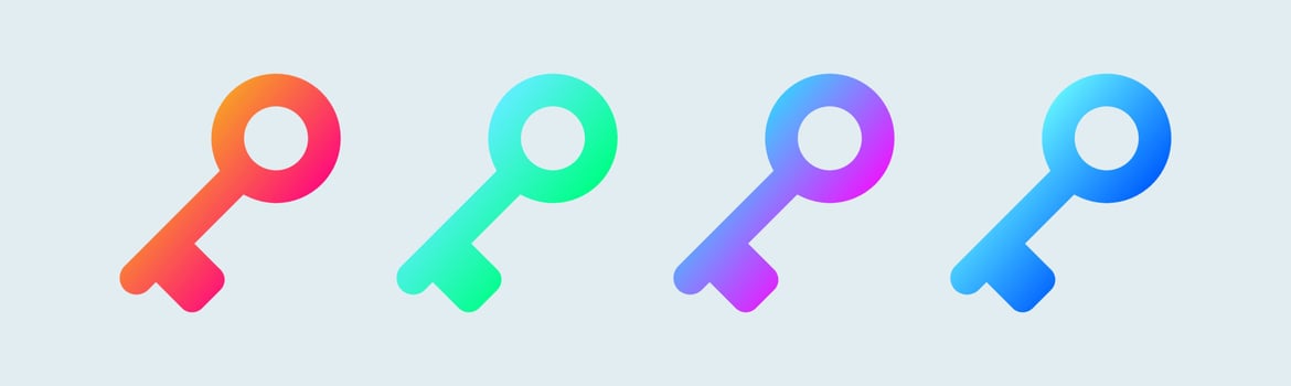 Key solid icon in gradient colors. Opener signs vector illustration.