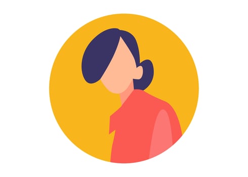 straight hair young girl face illustration design vector