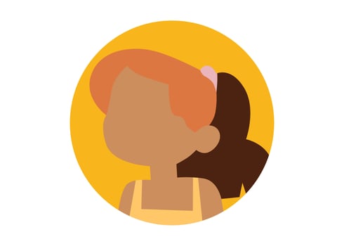 face illustration design Young girl with tied hair vector