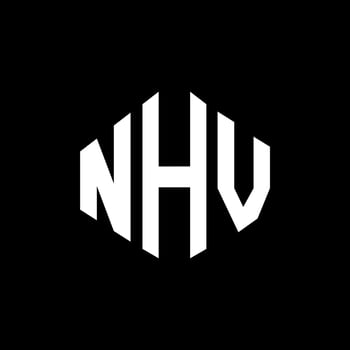 NHV letter logo design with polygon shape. NHV polygon and cube shape logo design. NHV hexagon vector logo template white and black colors. NHV monogram, business and real estate logo.