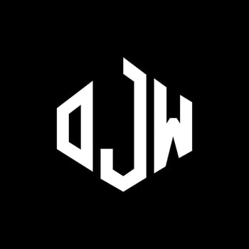 OJW letter logo design with polygon shape. OJW polygon and cube shape logo design. OJW hexagon vector logo template white and black colors. OJW monogram, business and real estate logo.