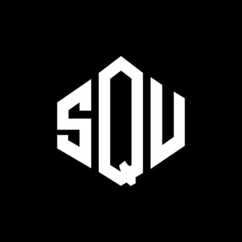SQU letter logo design with polygon shape. SQU polygon and cube shape logo design. SQU hexagon vector logo template white and black colors. SQU monogram, business and real estate logo.