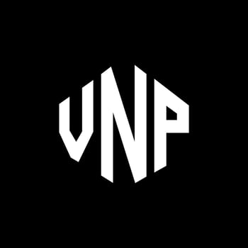 VNP letter logo design with polygon shape. VNP polygon and cube shape logo design. VNP hexagon vector logo template white and black colors. VNP monogram, business and real estate logo.