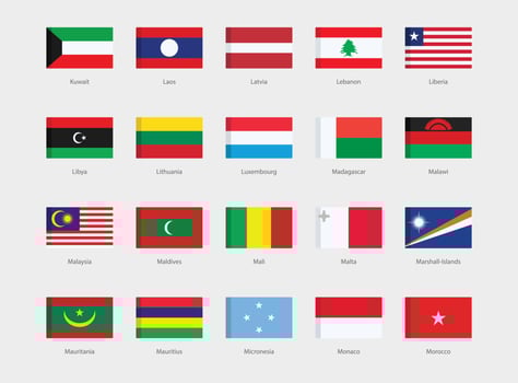 National flags set vector