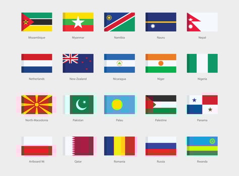 National flags set vector
