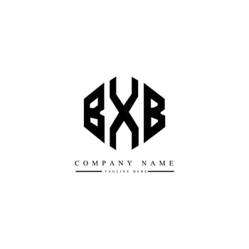 BXB letter logo design with polygon shape. BXB polygon and cube shape logo design. BXB hexagon vector logo template white and black colors. BXB monogram, business and real estate logo.
