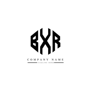 BXR letter logo design with polygon shape. BXR polygon and cube shape logo design. BXR hexagon vector logo template white and black colors. BXR monogram, business and real estate logo.