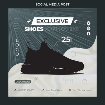Modern sport fashion shoes brand product social media post and banner design template. vector